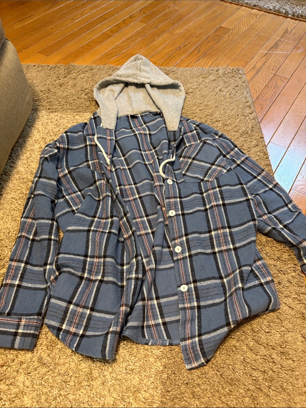 SHEIN Plaid Hooded Jacket Flannel